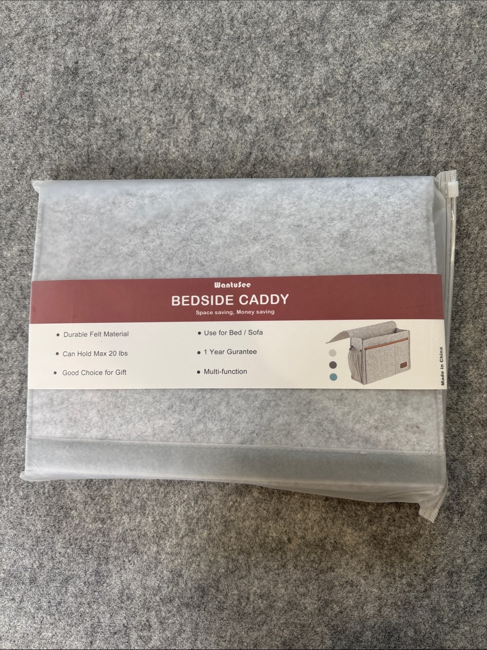Gray Bedside Caddy - Felt Organizer